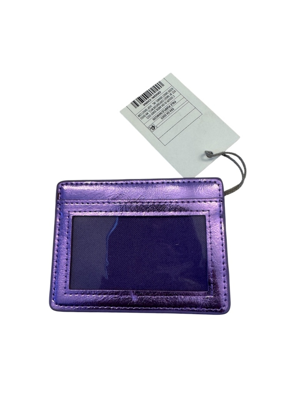 Target brand metallic purple faux leather card holder with clear id window